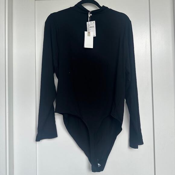 NWT Good American Womens Black Stretch Jersey Turtleneck Bodysuit Size 7 (4XL) - Picture 6 of 12